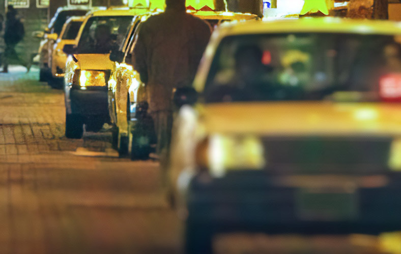 夜中のタクシー